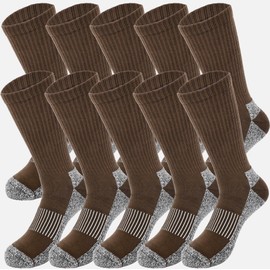 5 Pairs Mens Military Socks Army Green Hiking Sock Crew Boot Socks for Soldier Policemen Work Sports Hiking (US, Alpha, One Size, Regular, Regular, Thin Brown Style 1)