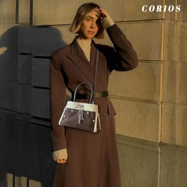 CORIOS Lamb Wool Shoulder Bag for Women Small Suede Tote Bag Soft Plush Handbag Fluffy Crossbody Bag Vintage Messenger Bag Lightweight Satchel Bag Elegant Top Handle Bag for Travel Office Work Coffee