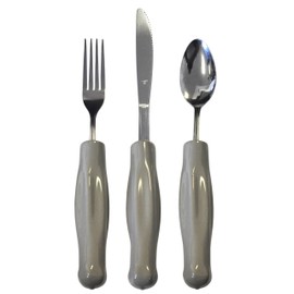 Kinsman Enterprises 11547 Weighted Gray Vinyl Handle Stainless Steel Utensil Set, 3 Pieces