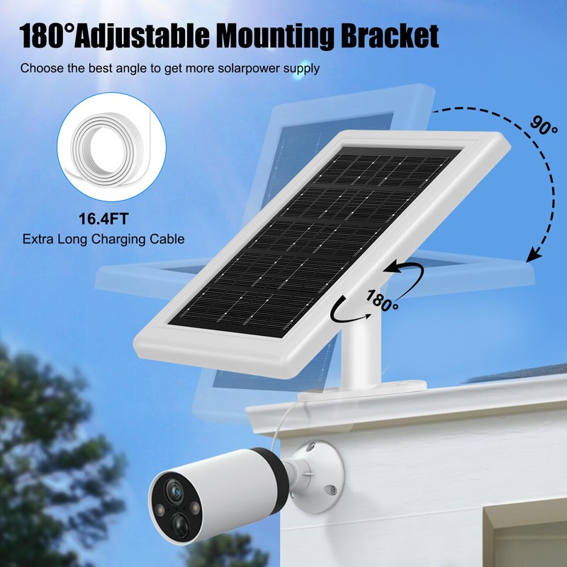 Solar Panel for Security Camera, 5V USB Solar Panel Compatible