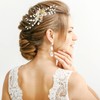 inSowni 5 Pieces Gold Metal Pearl Rhinestone Wedding Bridal Leaf