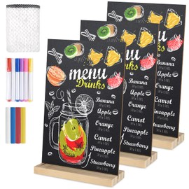 BOUBONI 3 Packs Chalkboard 5.1x7.9 inch Small Chalkboard Sign with Wood Base Double-Sided Message Boards Menu Chalkboard Stand for Kitchen Wedding Bar and Restaurant