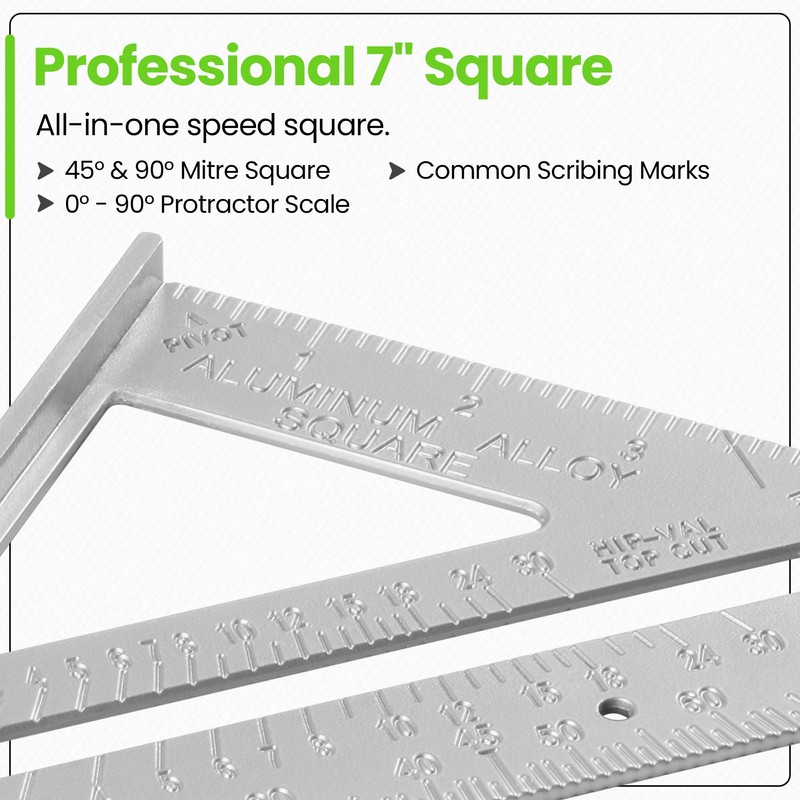 Hardys 7" Aluminium Combination Square - Straight Edge Tri Speed