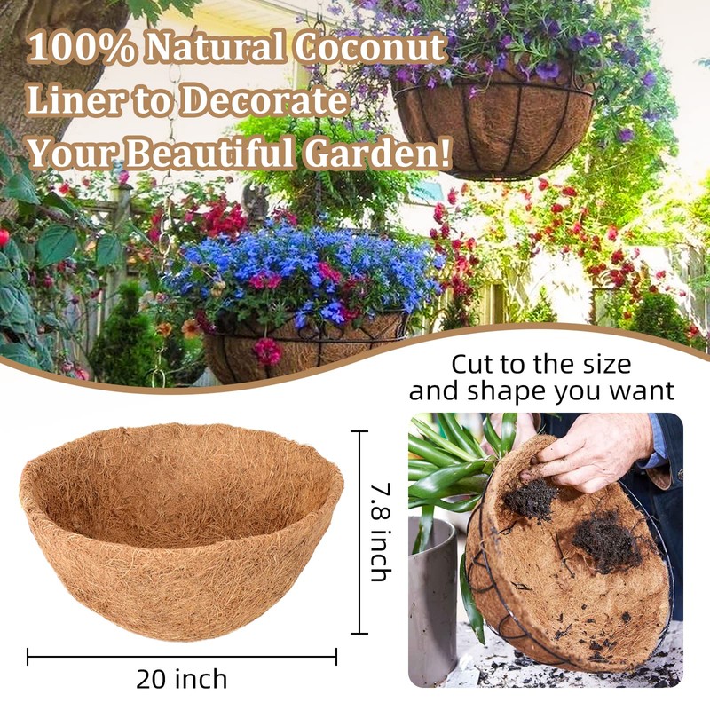 Legigo 4 Pack 20 Inch Hanging Basket Coco Liners Replacement,