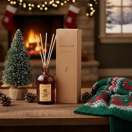 Craft & Kin Sage, Orange Blossom & Lotus Reed Diffuser | All Natural Essential Oil & 8 Rattan Scent Sticks | Reed Diffusers for Home, Bathroom | Long Lasting Home Fragrance in Amber Glass, 5.75oz