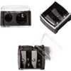 Black Makeup Pencil Sharpener,Dual Holes Eyeliner Sharpener with Cover Mechanical