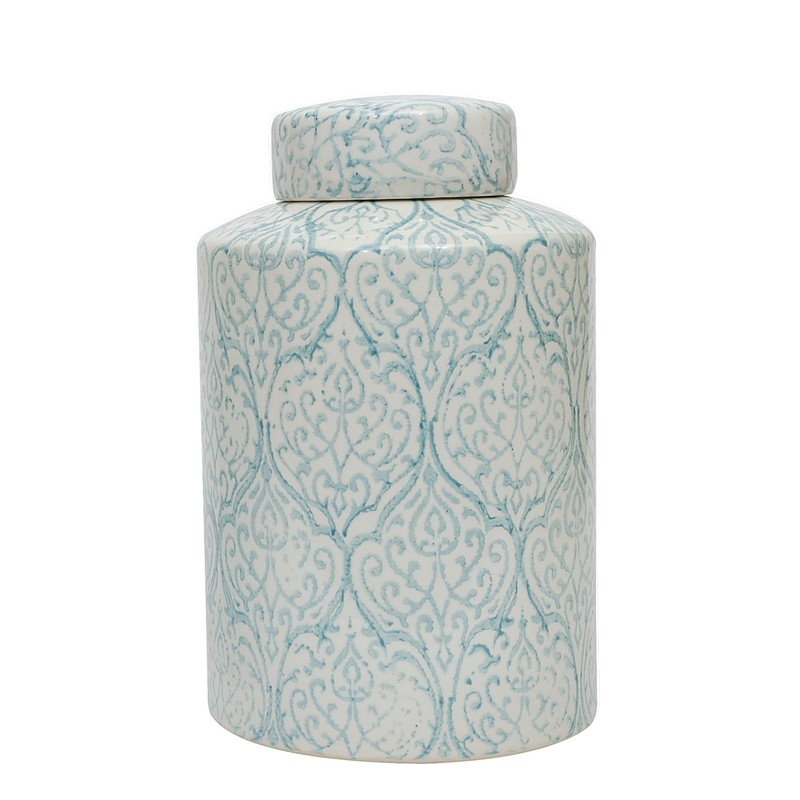 Blue & White Decorative Ginger Jar with Lid