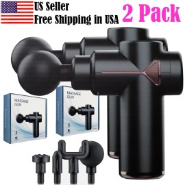 Massage Gun (2 Pack) Electric Massage Gun with 6 Speed Heads Deep Tissue Muscle Massage Gun