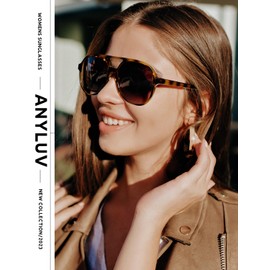 ANYLUV Polarized Sunglasses for Women Men Vintage Square Aviator Style Sunglasses UV400 Protection 2 Packs