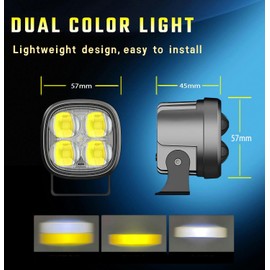 WELLIT LED Work Light Motorcycle 2 x 2 Inch 40 W LED Headlight 12 V 24 V White/Yellow Spot LED Pods Additional Headlight Offroad Lighting for Tractor Car SUV Motorcycle