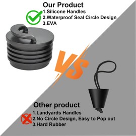 Kayak Scupper Plugs Kits, Push Drain Hole Stoppers, Universal Kayak Plugs with Pull Ring Design Bilge Plugs for Sit on Top Kayaks Canoes & Small Boats (8, L)
