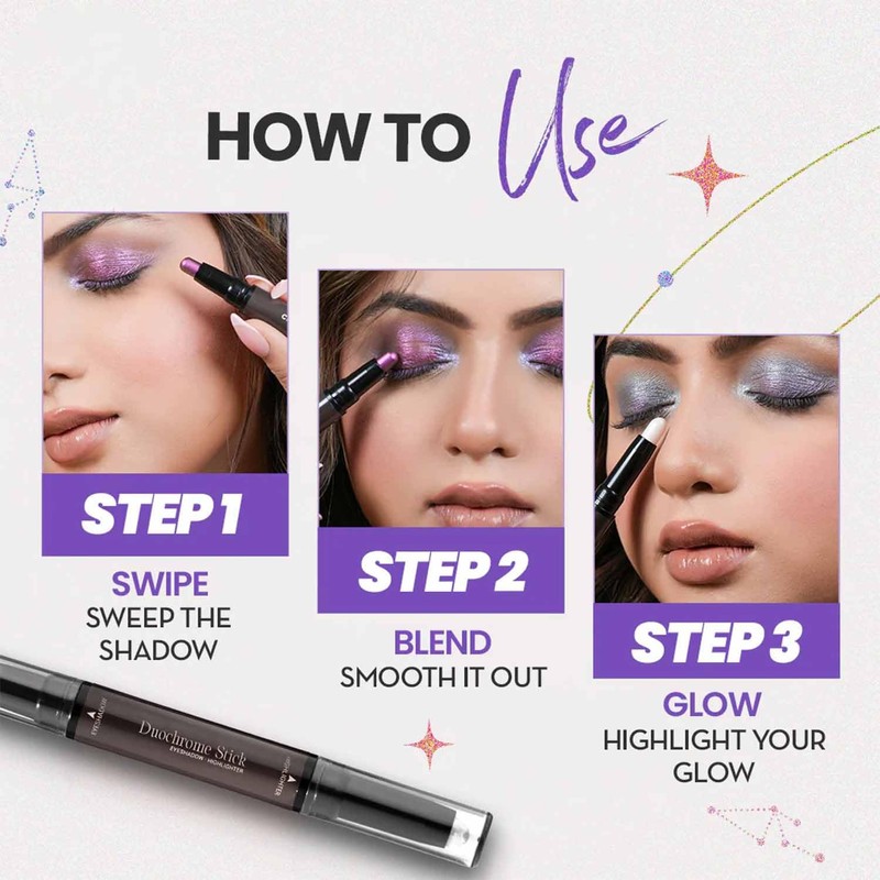 CHARMACY Multichrome 2 in 1 Cream Eyeshadow Stick, Waterproof Eye