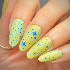 Maniology Shape Nouveau All-Star Nail Stamping Plate, Celestial Galaxy Stars Stamp Plates, Starry Night Sky Manicure Designs, Constellation Astronomical DIY Patterns