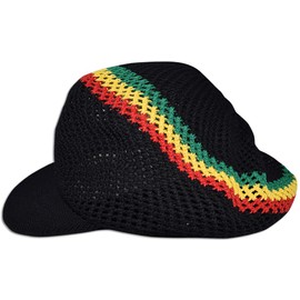 Rasta Hat Jamaica Marley Reggae Cap Rastafari Dreadlocks Tam Roots Cotton Africa (Mesh Black RL)