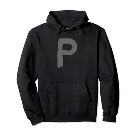 Creative Bold Dark Grey Letter P - Alphabet - Marker Design Pullover Hoodie