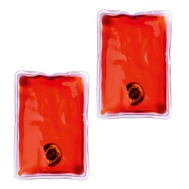 Pack 2 Instant Heating GEL HAND WARMERS - Reusable Heat Packs Pads Handwarmers (Red)
