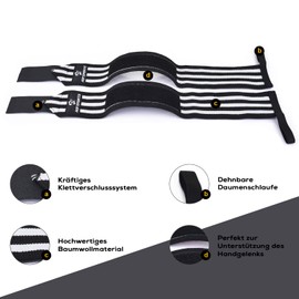 AQF Wrist Bandages Fitness, 45 cm Gym Bandage Wrist, Wrist Support Bandages Strength Training, Bodybuilding Wrist Brace, Powerlifting Wrist Wrap for Men and Women (White/Black)