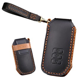 TECART Leather Smart Car Key Case Cover Fits Kia K5 K3 K4 Sportage Carnival Sedona Carnival KA4 EX SX LX Fiesta Portable Protective Key Cover Accessories Key Case Key Case Key Case 3 Buttons, black,