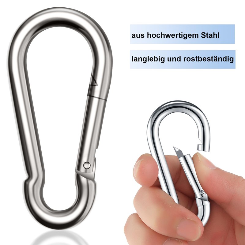Pack of 6 Carabiner Key Ring Carabiner Hooks 80 mm