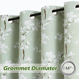 FMFUNCTEX 100% Blackout Sliding Door Curtains for Living Room, Green Floral Print Extra 100 Wide Window Curtain Panels for Sliding Glass Door, Thermal Insulated 1 Panel Grommet (White on Sage)