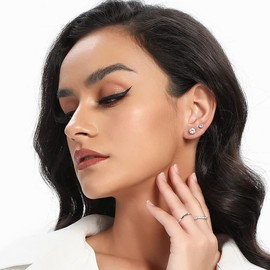 SJBAUTYO Set of 4 Pairs of Stud Earrings Diamond Earrings for Women and Men, Hypoallergenic Sleeper Stud Set, 3/4/5/6 mm with Zirconia Helix Ear Piercing, Stainless Steel