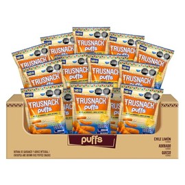 Trusnack Puffs - Vegan Queso (25 bolsas total) - Garbanzo + Arroz Integral - Increibles sabores - 3g Proteina x Bolsa - Gluten Free- Vegano - Kosher
