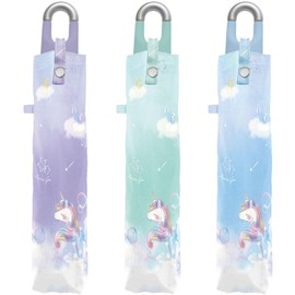 Ki-200 Folding Umbrella, Children, Kids, Hand Opening, Lightweight, Ribs, 19.7 inches (50 cm), Easy to Open and Close, Girls, Angel Unicorn, purple