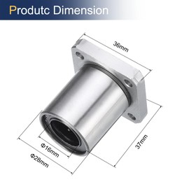 sourcing map LMK16UU Linear Ball Bearings 16mm Bore 28mm OD 37mm Length Square Flange Steel Cage for CNC Machine 3D Printer
