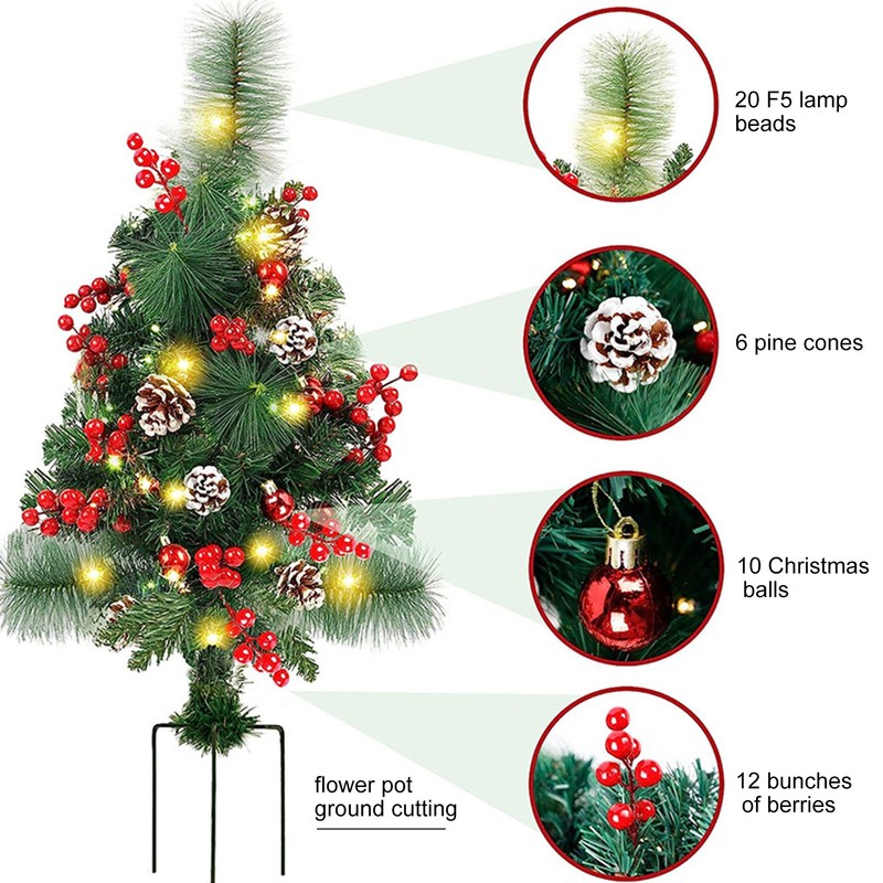 Solar Christmas Tree Garden Stake Lights Outdoor Christmas Tree Lighted