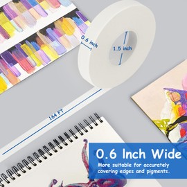 ZARBRE Artist Tape, White Art Tape for Watercolor Paper, Medium Tack Masking Drafting Tape for Painting Canvas Framing, Acid-Free, 0.6in 164FT Long