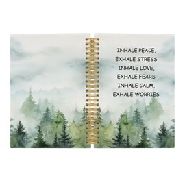 Pugwak Mental Health Journal Notebook - Calm Down Inhale Exhale Inspirational Notebooks College Ruled for Work School, Office School Supplies, Hardcover Spiral Notebook 5.5"x8.3"