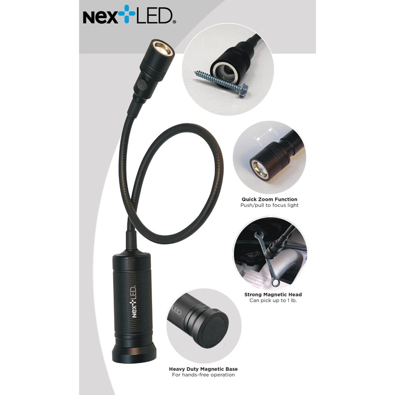 NextLED Flexible Shaft Magnetic LED Flashlight and Pickup Tool, Telescoping