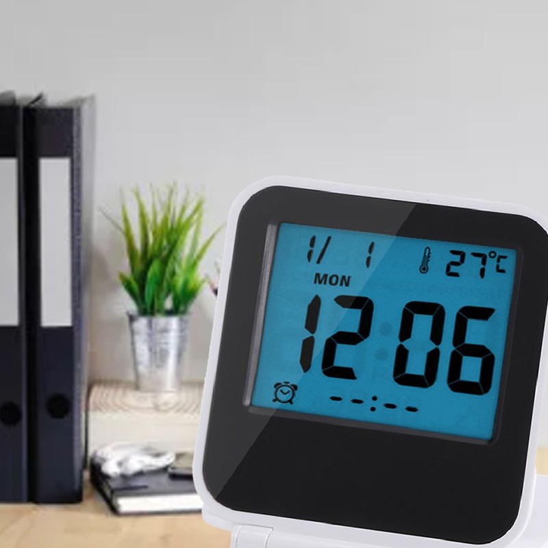 Portable Foldable Tabletop Travel Digital Alarm Clock with Temperature Calendar
