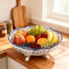 LINYTHER Ceramic Fruit Bowl With Holes, Blue And White Porcelain