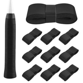 Lunaanda Pack of 10 Coloured Grip Tape Tennis Racket Tennis Replacement Grip Tape Tennis Racket Overgrip Tape Badminton Racket Non-Slip for Badminton Rackets (Black)