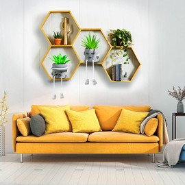 ASOPHEX Artificial Succulents Plants, Small Fake Plants in Pots Funny Desk Faux Succulents Plant with Cute Hanging Leg Artificial Plants for Home Decor Indoor for Office Decor for Women