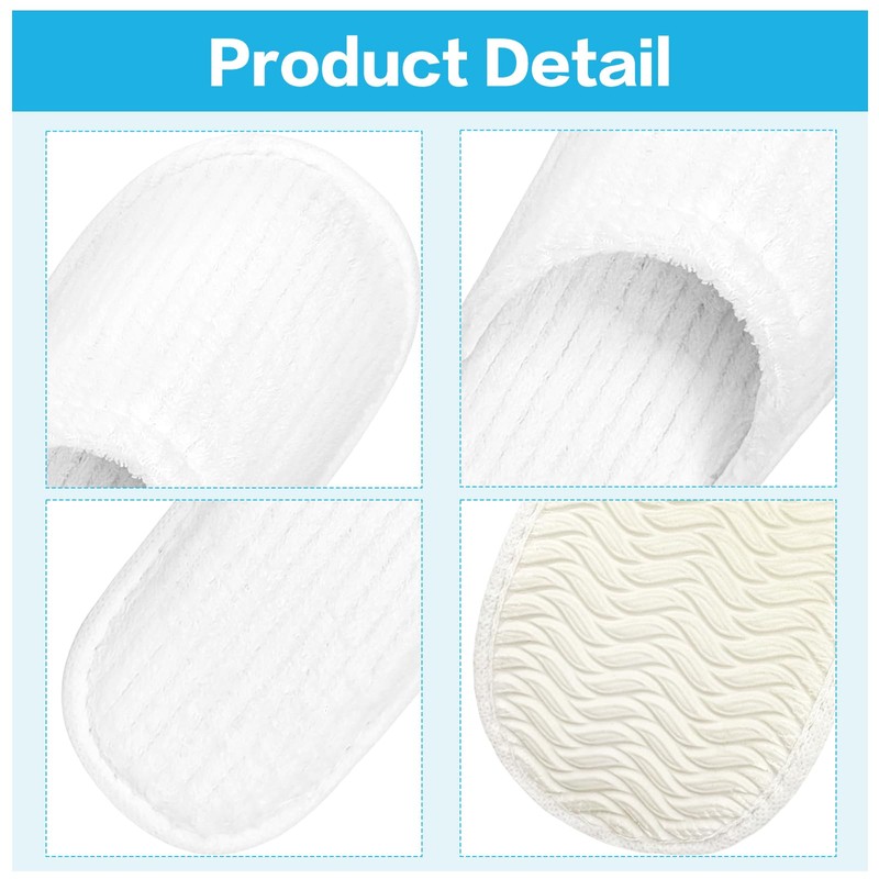 Seuqhck 20 Pairs Bulk Disposable Slippers, White Soft Coral Fleece