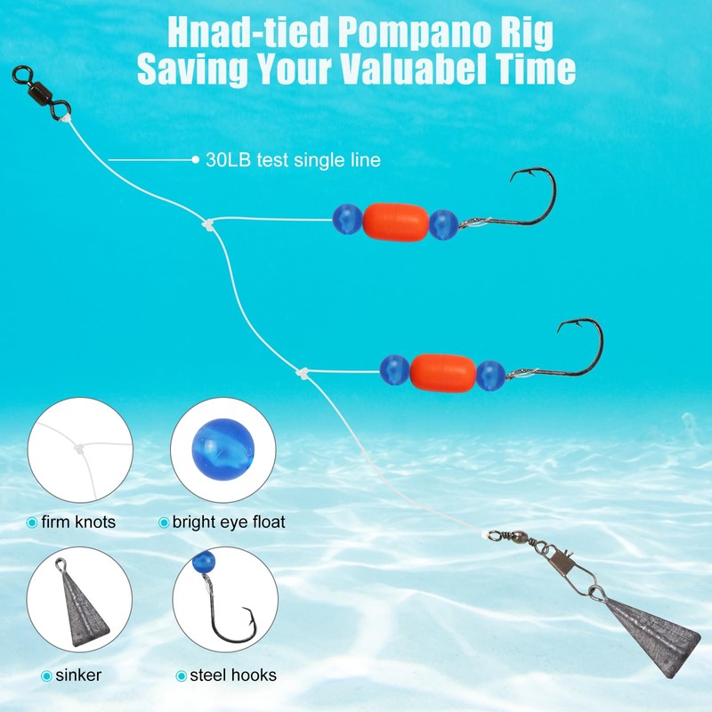 CWSDXM Pompano Rigs for Surf Fishing Saltwater Floats Catfishing Pompano