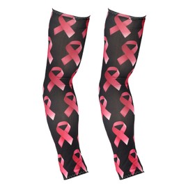Lyreh 2pcs Ribbon Arm Sleeves, Durable Elastic Compression Arm Sleeves Practical Accessorie (Pink, Black)
