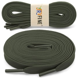 YJRVFINE Flat Athletic Shoe Laces: 1 Pair 51 Inch Army Green Wide Shoelaces for Sneakers