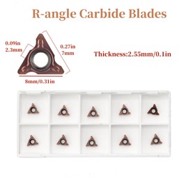 10Pcs Carbide Turning Indexable Inserts for Air Chamfer Tool, Pneumatic Chamfering Machine Tungsten Steel Blade,Lather Turning Tool with 10Pcs Bearings (R Angle Blade)