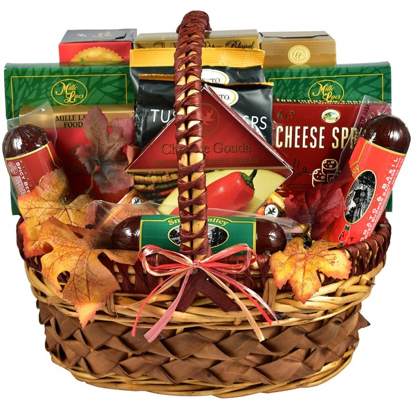 Gift Basket Village - A Cut Above, Fall Cheese and Sausage Gift Basket Loaded With Flavors of the Season (Medium, 7 pound)
