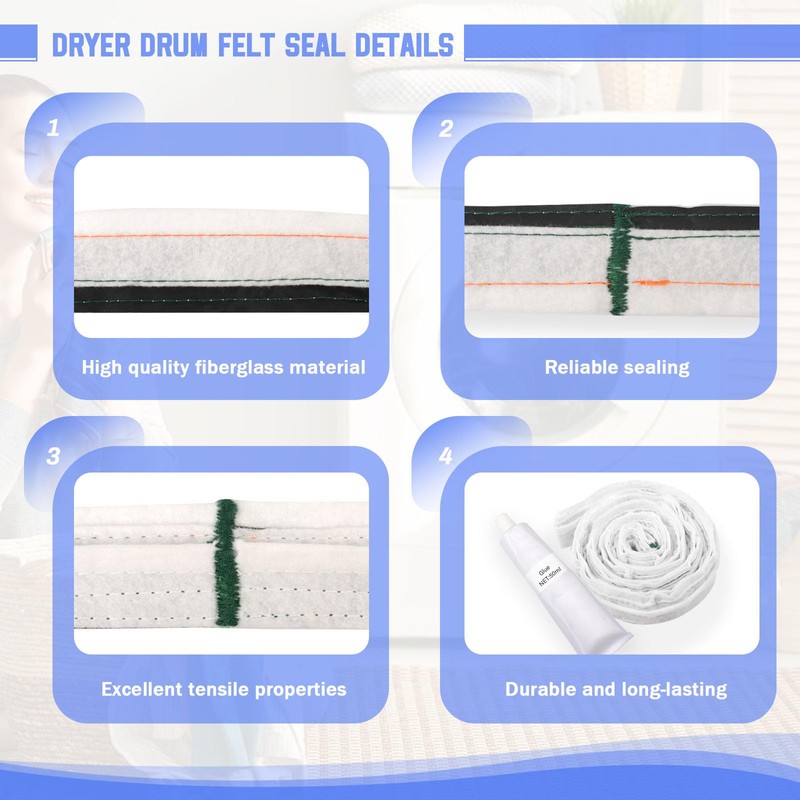 W10612022 Dryer Drum Felt Seal Replacement for Whirlpool, Kenmore, Amana,