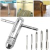 Puedno Adjustable T-Handle Ratchet Tap, M3-M8 Threading Wrench Set, Machine
