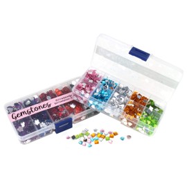 Craft Sensations Over 1400 Artificial Gemstones, Gemstones, Rhinestones, Gemstones for Crafts, Colourful, Assorted in Two Practical Storage Boxes