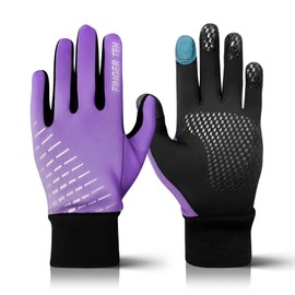 AXKAL Winter Gloves Kids Cycling Grip Warm Comfortable Anti-Slip Value Pair, Glove Soft Durable Running Walking Hiking School Lightweight For Boys Girls Youth Children (M, Purple)