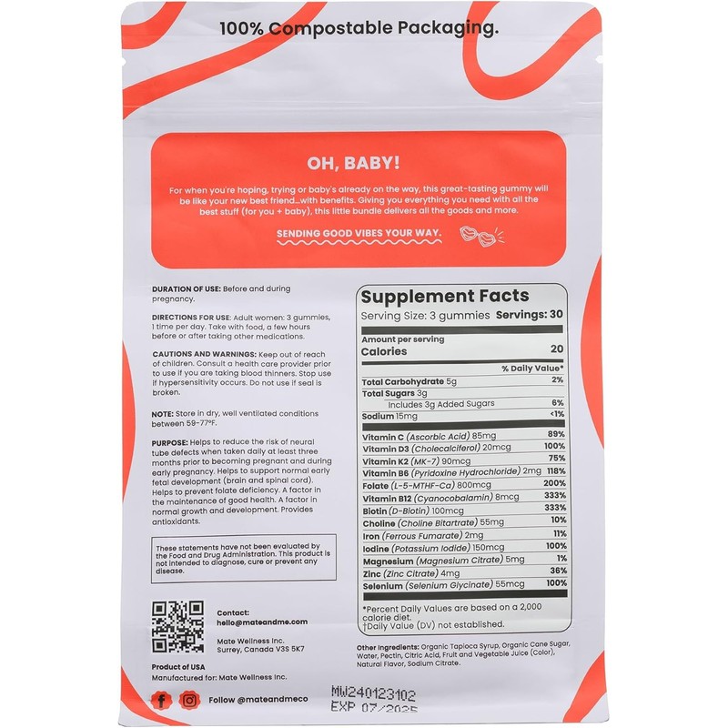 Mate & Me Prenatal Gummies for Her, Lilac