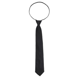 Yolev Black Zipper Tie for Boy Clip-on Neckties Solid Uniform Pre-tied Adjustable Neck Strap Tie for Wedding Graduation