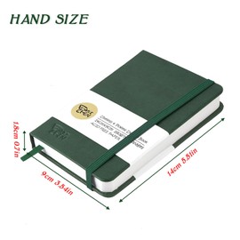 Mix Media Pad,3.5"x5.5" Small Hardcover Leather Art Sketchbook,60 Sheets(112lb/180gsm) Heavyweight Acid Free Artistic Painting Drawing Sketching Paper, Handy Pocket Journal Sketchbook.Blackish Green