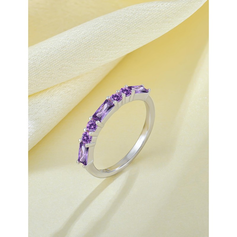 PYNZY 925 Sterling Silver Stackable Rings for Women, Square Round